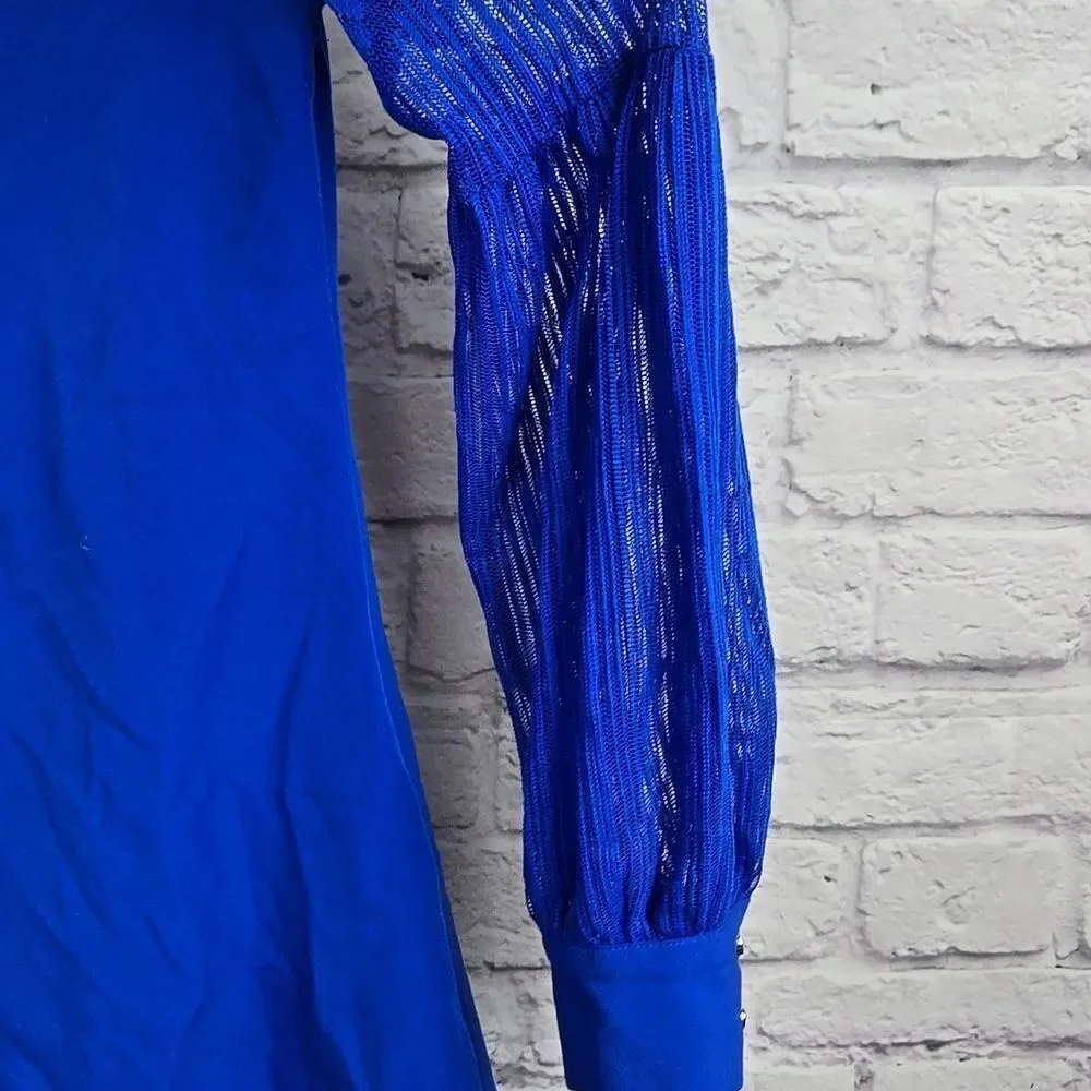GB Girls Dress Royal Blue Puffy Sheer Lace Sleeve Elegant Semi-Formal Cruise